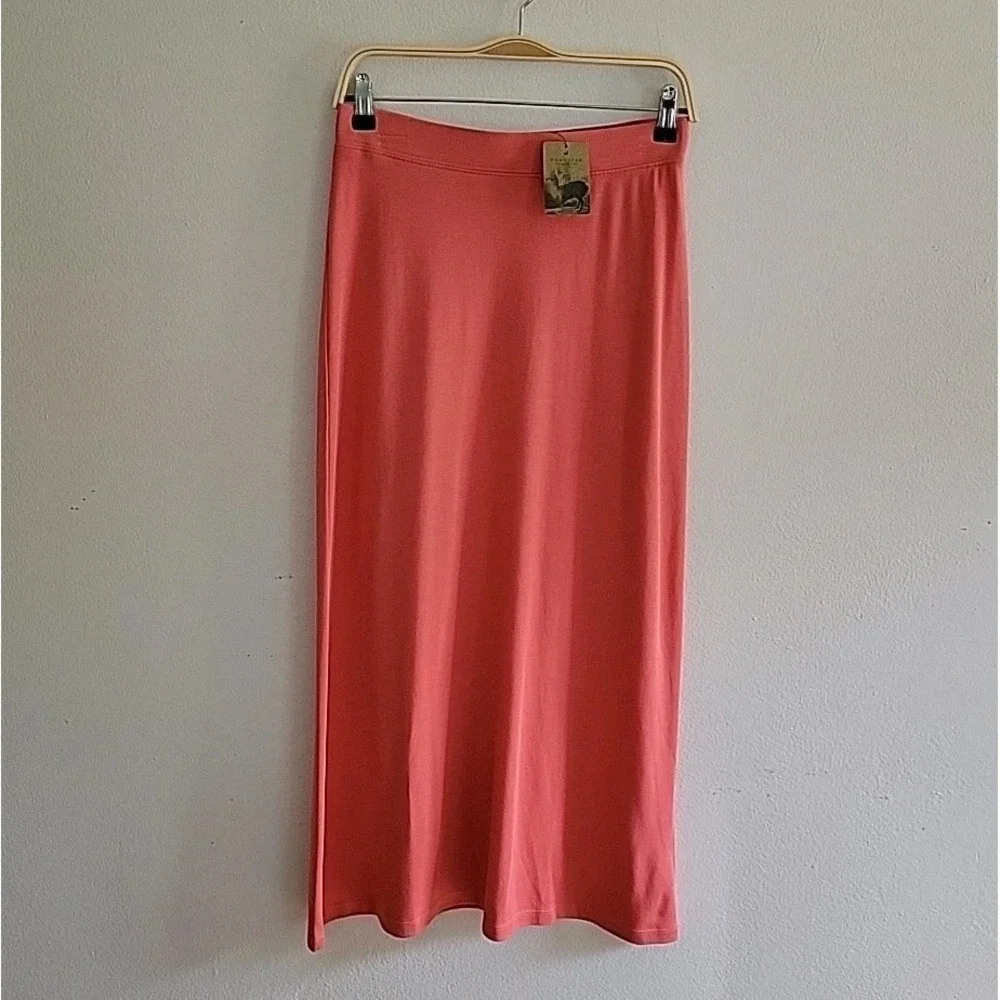 Peruvian Connection A Line Midi Skirt Pink‎ Guava Pima Cotton Effortless Summer